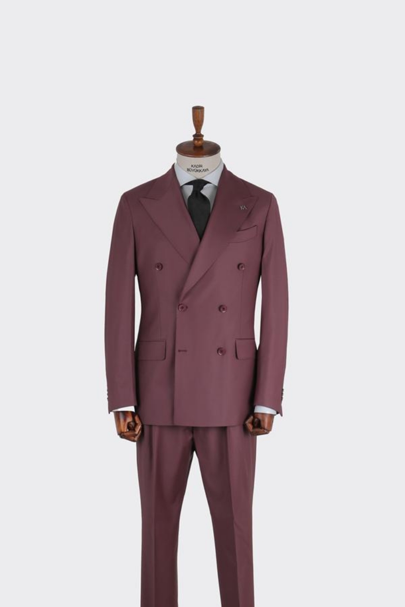 Kruvaze Takım Elbise - Mürdüm