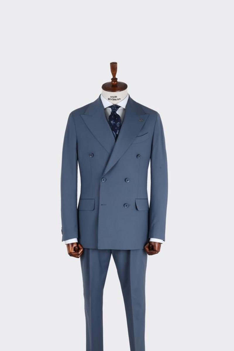 Kruvaze Takım Elbise - Petrol Mavisi