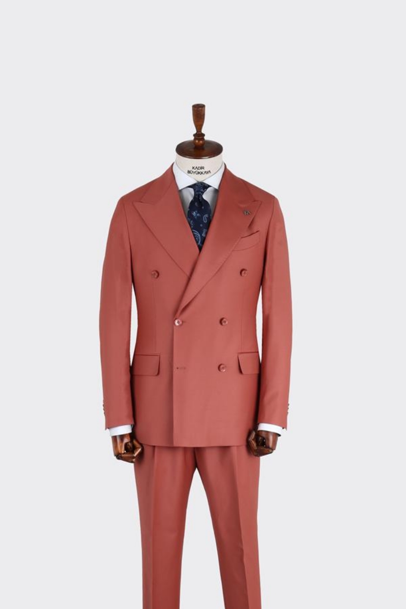 Kruvaze Takım Elbise - Tarçın