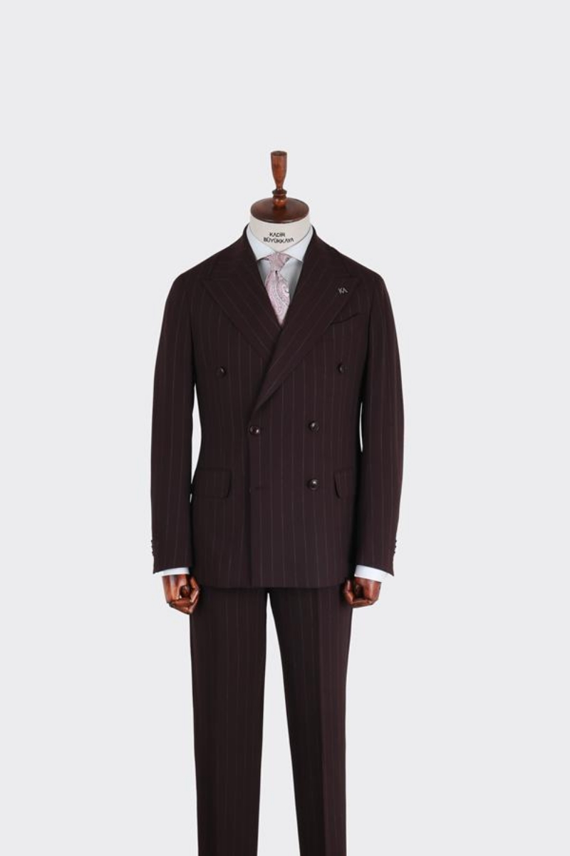 Kruvaze Takım Elbise - Bordo