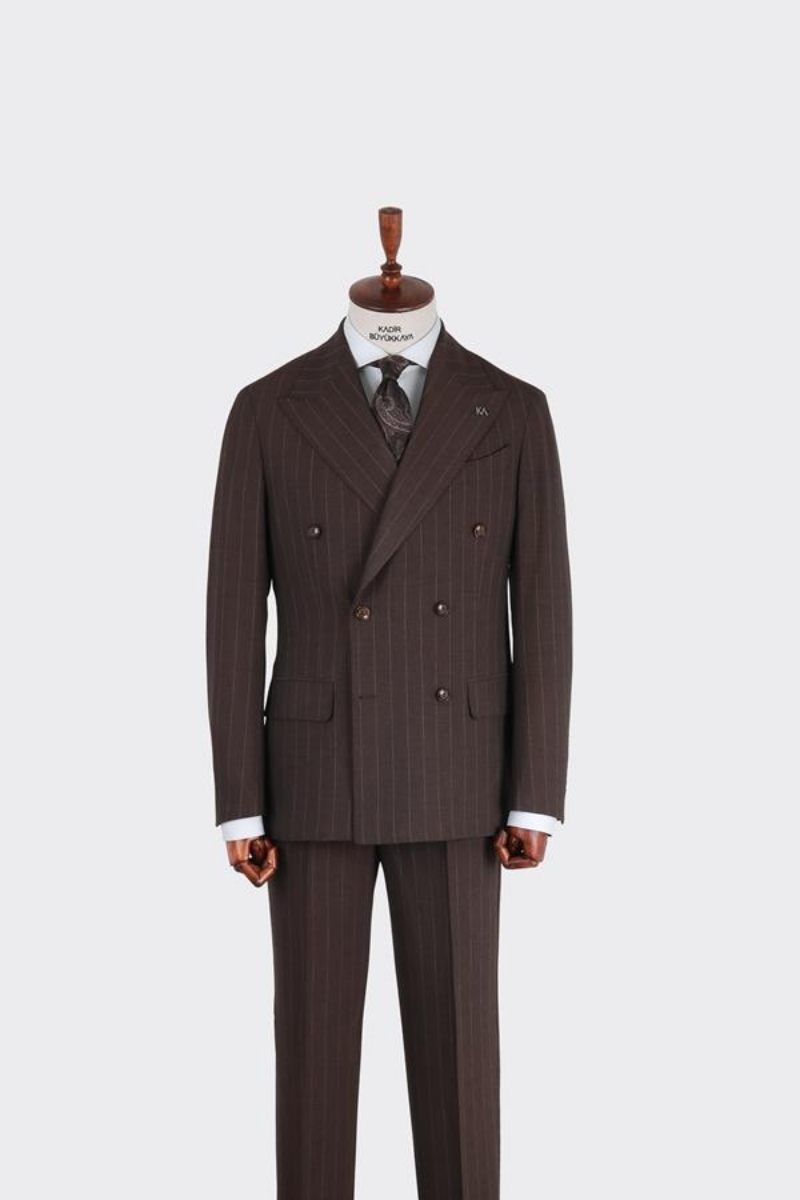 Kruvaze Takım Elbise - Kahverengi