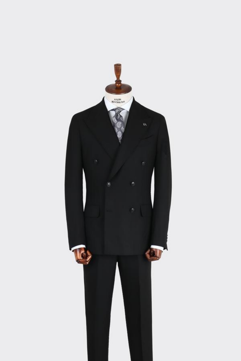 Kruvaze Takım Elbise - Siyah