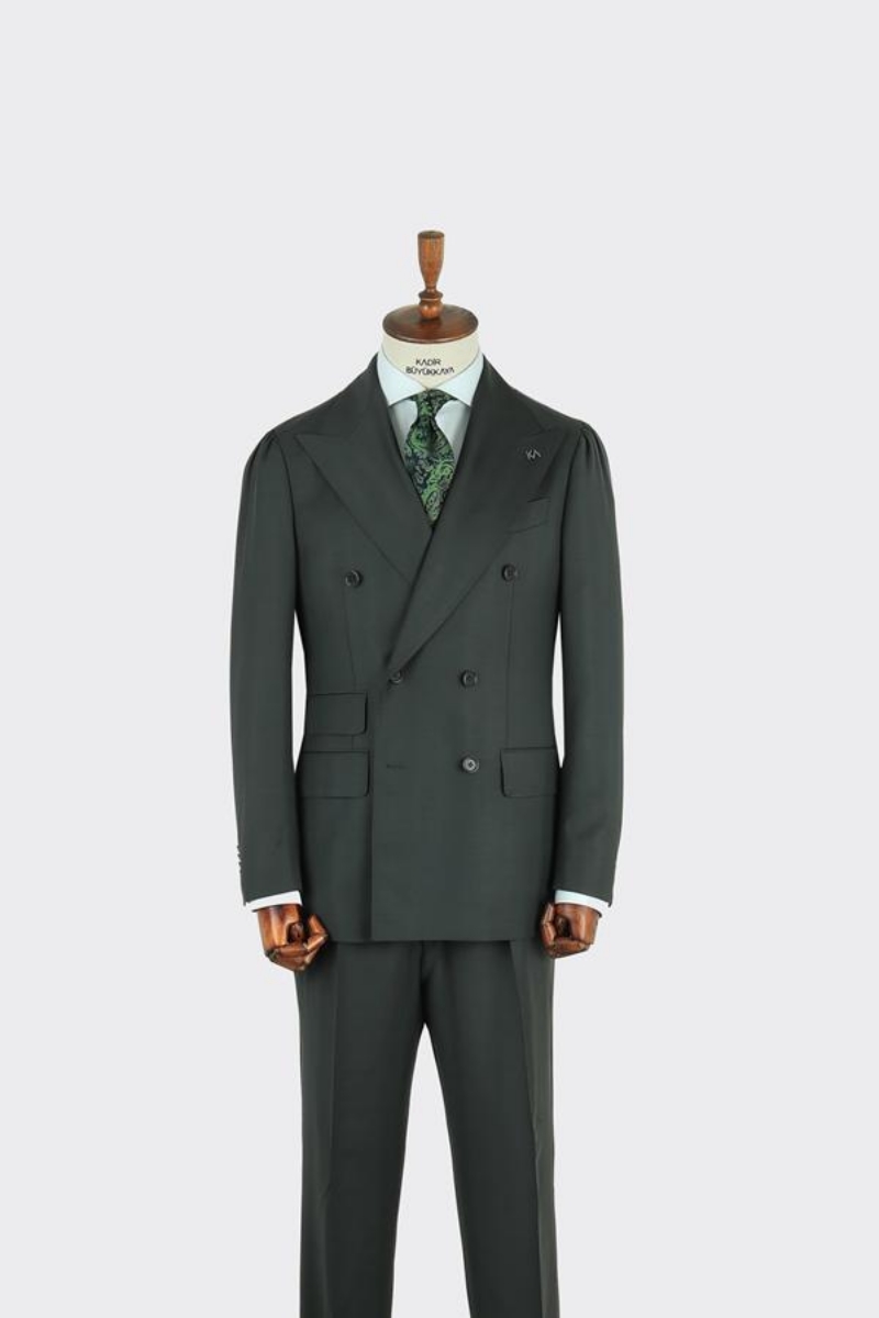 Sarteno Kruvaze Takım Elbise - Haki