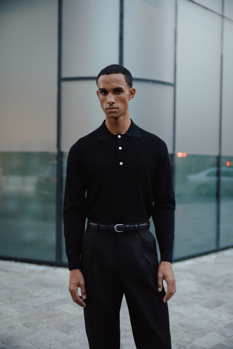 Doppıo Polo Yaka Triko - Siyah