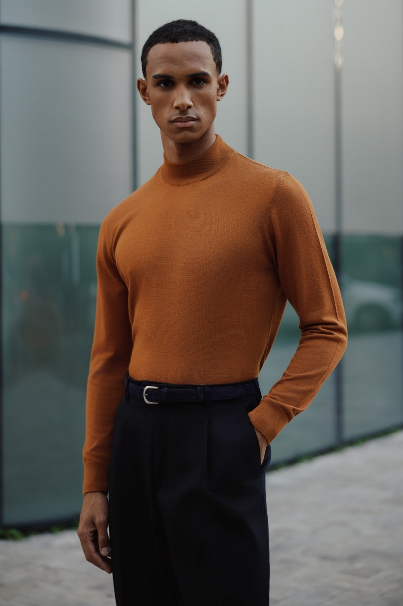 Alata Yarım Balıkçı Triko - Tarçın