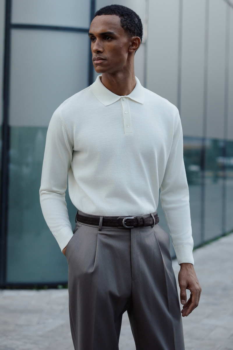 Pearl Polo Yaka Triko - Ekru