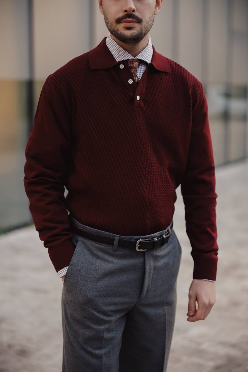 Wınd Polo Yaka Triko - Bordo